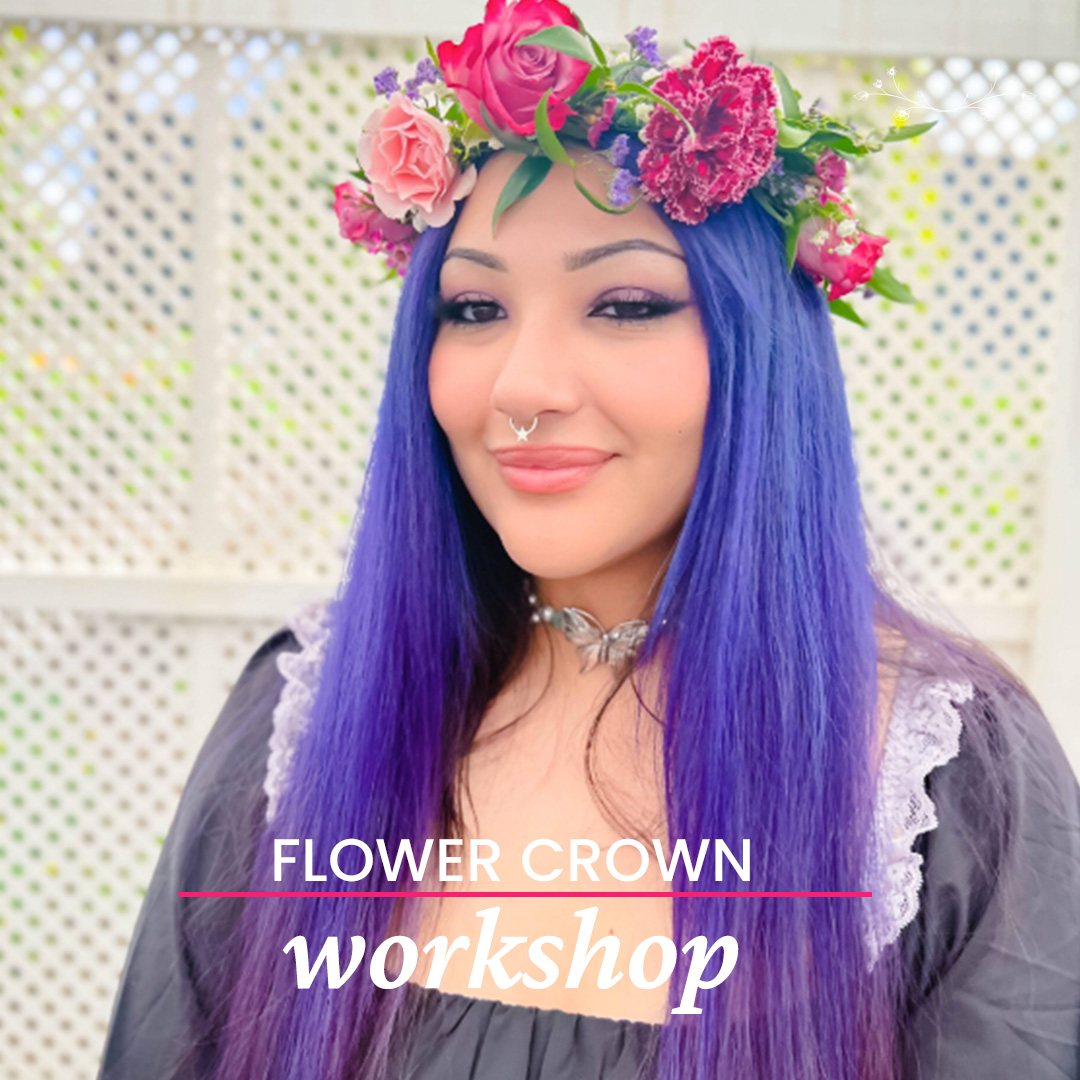 purple hair flower crown